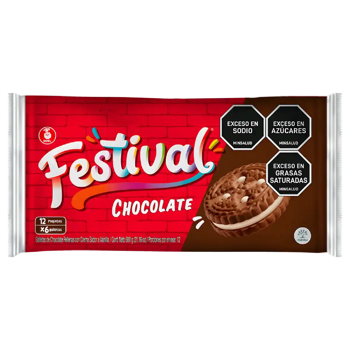 Paquet de biscuits chocolat FESTIVAL avec base craquante, 12 paquets individuels, idéal pour l'épicerie sucrée et les encas gourmands.